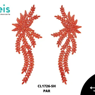 APLICACIONES EN PAR COLOR POLIESTER BRILLOSO 3D CL1726-SH 16cmX32cm SHEDRON