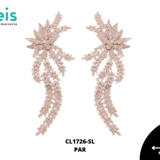 APLICACIONES EN PAR COLOR POLIESTER BRILLOSO 3D CL1726-SL 16cmX32cm SALMON