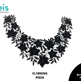 CUELLOS COLOR POLIESTER BRILLOSO PLANO CL1892NG 36cmX25cm NEGRO