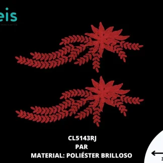 APLICACIONES EN PAR DECORADOS POLIESTER BRILLOSO 3D CL5143RJ 35cmX14cm ROJO