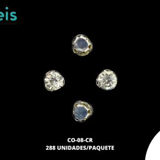 REMACHES METAL PIEDRA COSTURA CO-08-CR 8mm 288 PZ/PQT PLATA