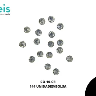 REMACHES METAL PIEDRA DOBLE PROPOSITO CO-10-CR 10mm 1,440 PZ/PQT PLATA/CRISTAL