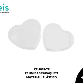 ACCESORIOS DE EXHIBICION CORAZON CT-1007-TR 6cmX6.7cm 12 PZ/PQT TRANSPARENTE