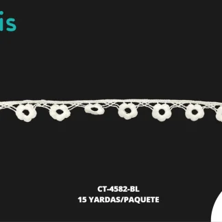 GUIPIUR SEDA DE LECHE PLANO CT-4582-BL BLANCO 3 CM 15 YARDAS/PAQUETE