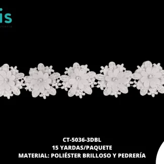 GUIPIUR POLIESTER BRILLOSO DECORADO CT-5036-3DBL BLANCO