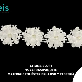 GUIPIUR POLIESTER BRILLOSO DECORADO CT-5036-BLOPT BLANCO