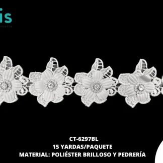GUIPIUR POLIESTER BRILLOSO DECORADO CT-6297BL BLANCO