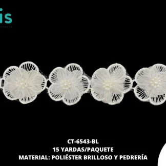 GUIPIUR POLIESTER BRILLOSO DECORADO CT-6543-BL BLANCO