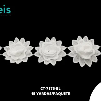 GUIPIUR SEDA DE LECHE 3D CT-7176-BL BLANCO 6 CM 15 YARDAS/PAQUETE
