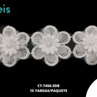 GUIPIUR SEDA DE LECHE DECORADO CT-7456-3DB BLANCO 4.5 CM 15 YARDAS/PAQUETE