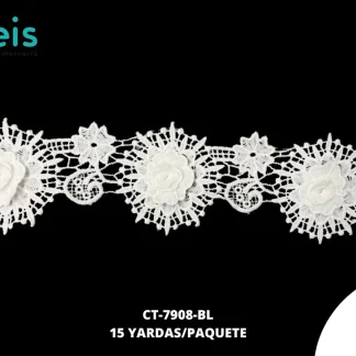 GUIPIUR SEDA DE LECHE 3D CT-7908-BL BLANCO 6.5 CM 15 YARDAS/PAQUETE