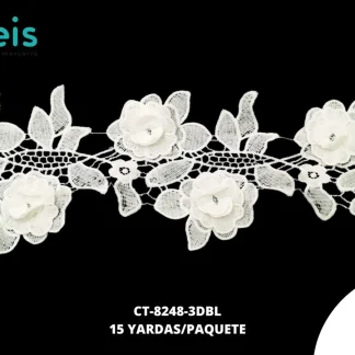 GUIPIUR SEDA DE LECHE 3D CT-8248-3DBL BLANCO 15.5 CM 15 YARDAS/PAQUETE