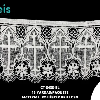 GUIPIUR POLIESTER BRILLOSO PLANO CT-8438-BL BLANCO 25 CM 15 YARDAS/PAQUETE
