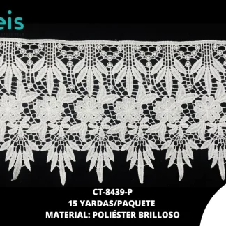 GUIPIUR POLIESTER BRILLOSO PLANO CT-8439-P BLANCO 26 CM 15 YARDAS/PAQUETE