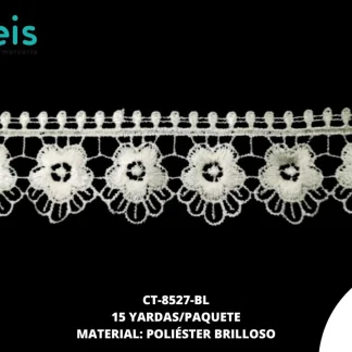 GUIPIUR POLIESTER BRILLOSO PLANO CT-8527-BL BLANCO 3.5 CM 15 YARDAS/PAQUETE