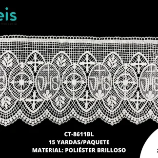 GUIPIUR POLIESTER BRILLOSO PLANO CT-8611BL BLANCO 25 CM 15 YARDAS/PAQUETE