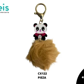 MINI PELUCHE LLAVERO POMPOM CAFE OSO PANDA CON SUETER