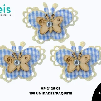 APLICACION YUTE MADERA ADORNO MARIPOSA REF: DP-0068 CIELO 100 U/PQT