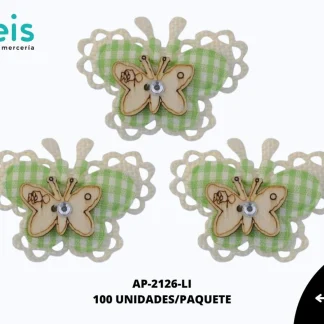 APLICACION YUTE MADERA ADORNO MARIPOSA REF: DP-0068 LIMON 100 U/PQT