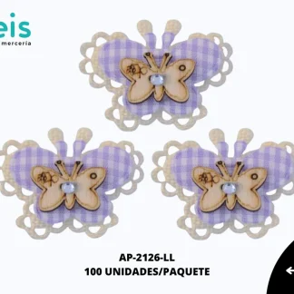 APLICACION YUTE MADERA ADORNO MARIPOSA REF: DP-0068 LILA 100 U/PQT