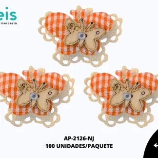 APLICACION YUTE MADERA ADORNO MARIPOSA REF: DP-0068 NARANJA 100 U/PQT