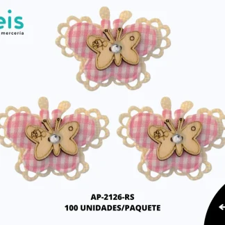 APLICACION YUTE MADERA ADORNO MARIPOSA REF: DP-0068 ROSA 100 U/PQT
