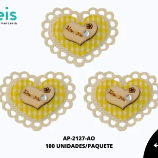 APLICACION YUTE MADERA CORAZONREF: DP-0072 AMARILLO 100 U/PQT