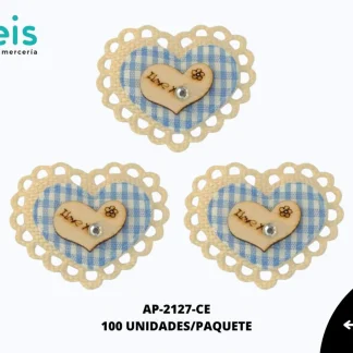 APLICACION YUTE MADERA CORAZONREF: DP-0072 CIELO 100 U/PQT