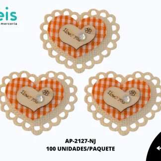 APLICACION YUTE MADERA CORAZONREF: DP-0072 NARANJA 100 U/PQT