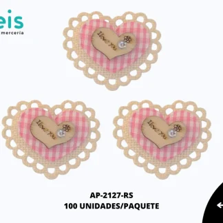 APLICACION YUTE MADERA CORAZONREF: DP-0072 ROSA 100 U/PQT