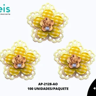 APLICACION YUTE MADERA FLOR REF: 310 AMARILLO 100 U/PQT