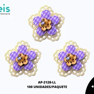 APLICACION YUTE MADERA FLOR REF: 310 LILA 100 U/PQT