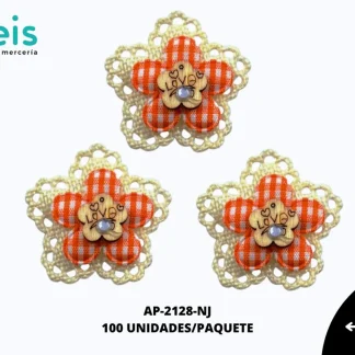 APLICACION YUTE MADERA FLOR REF: 310 NARANJA 100 U/PQT
