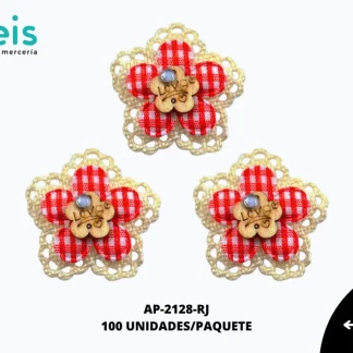 APLICACION YUTE MADERA FLOR REF: 310 ROJO 100 U/PQT