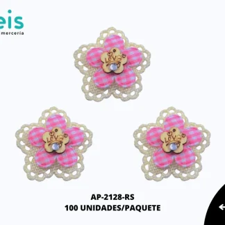APLICACION YUTE MADERA FLOR REF: 310 ROSA 100 U/PQT