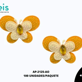 APLICACION YUTE PIEDRA ADORNO MARIPOSA REF: DP-0069 AMARILLO 100 U/PQT