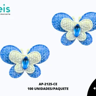 APLICACION YUTE PIEDRA ADORNO MARIPOSA REF: DP-0069 CIELO 100 U/PQT