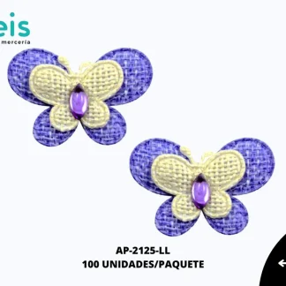 APLICACION YUTE PIEDRA ADORNO MARIPOSA REF: DP-0069 LILA 100 U/PQT