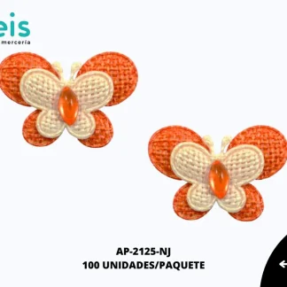 APLICACION YUTE PIEDRA ADORNO MARIPOSA REF: DP-0069 NARANJA 100 U/PQT