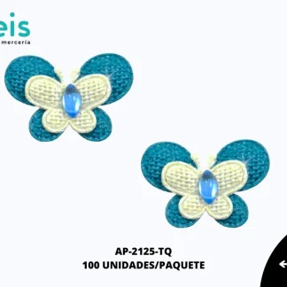 APLICACION YUTE PIEDRA ADORNO MARIPOSA REF: DP-0069 TURQUESA 100 U/PQT