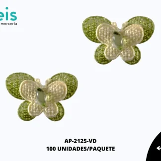 APLICACION YUTE PIEDRA ADORNO MARIPOSA REF: DP-0069 VERDE 100 U/PQT