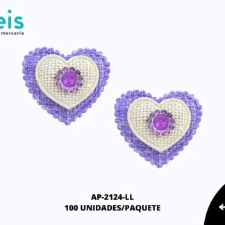 APLICACION YUTE PIEDRA CORAZON REF: DP-0071 LILA 100 U/PQT
