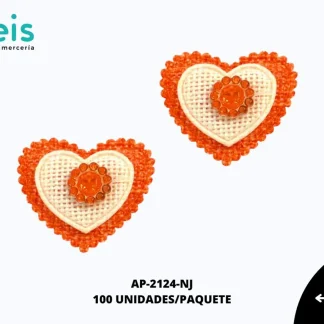 APLICACION YUTE PIEDRA CORAZON REF: DP-0071 NARANJA 100 U/PQT
