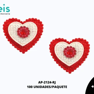 APLICACION YUTE PIEDRA CORAZON REF: DP-0071 ROJO 100 U/PQT