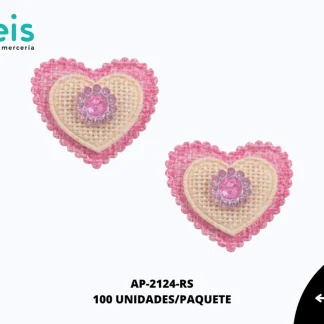 APLICACION YUTE PIEDRA CORAZON REF: DP-0071 ROSA 100 U/PQT