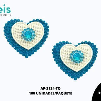 APLICACION YUTE PIEDRA CORAZON REF: DP-0071 TURQUESA 100 U/PQT