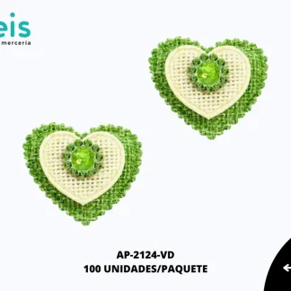 APLICACION YUTE PIEDRA CORAZON REF: DP-0071 VERDE 100 U/PQT