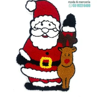 PARCHES BORDADOS Y ESTAMBRE SANTA CLAUS CON RENO DLFP556 23cm