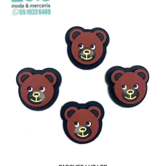 PARCHES RELIEVE Y ESTAMPADO OSO CON LUZ LED DLL0018 100 PZ/PQT CAFE