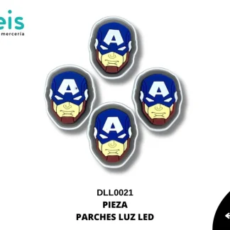 PARCHES RELIEVE Y ESTAMPADO CARA CAPITAN AMERICA CON LUZ LED DLL0021 100 PZ/PQT